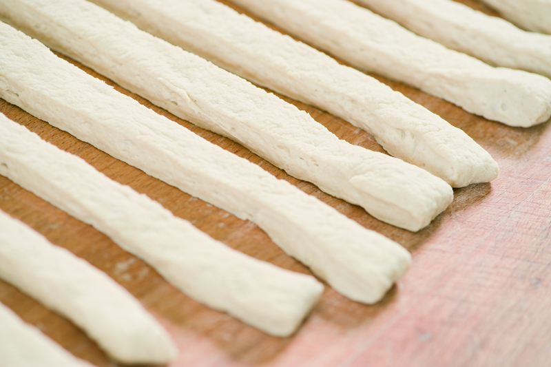 Zugeschnittene Teigstücken